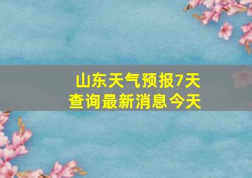 山东天气预报7天查询最新消息今天