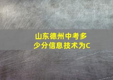 山东德州中考多少分信息技术为C