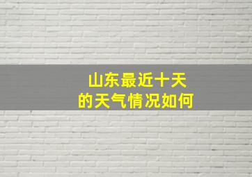 山东最近十天的天气情况如何