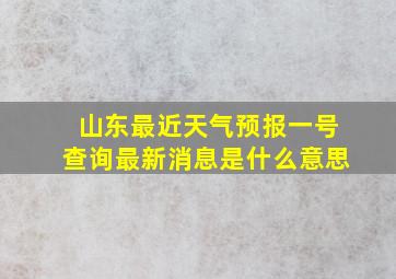 山东最近天气预报一号查询最新消息是什么意思