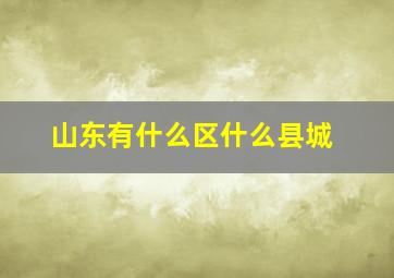 山东有什么区什么县城