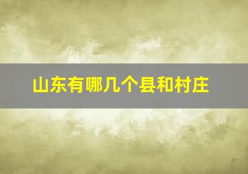 山东有哪几个县和村庄