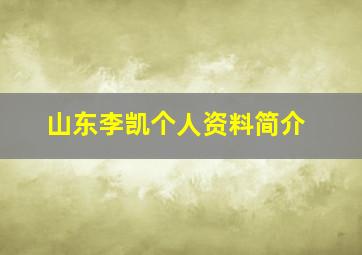 山东李凯个人资料简介