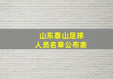 山东泰山足球人员名单公布表