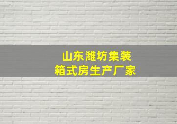 山东潍坊集装箱式房生产厂家