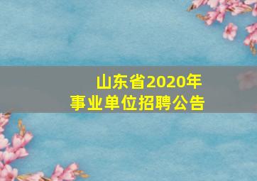 山东省2020年事业单位招聘公告