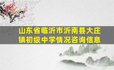 山东省临沂市沂南县大庄镇初级中学情况咨询信息