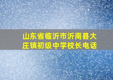 山东省临沂市沂南县大庄镇初级中学校长电话