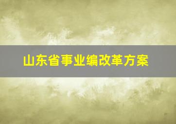 山东省事业编改革方案