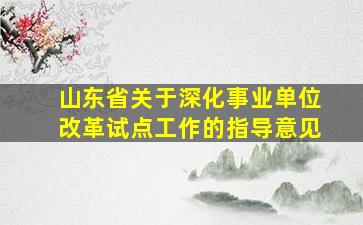 山东省关于深化事业单位改革试点工作的指导意见