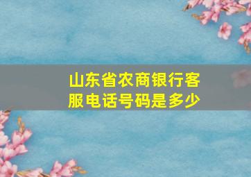 山东省农商银行客服电话号码是多少