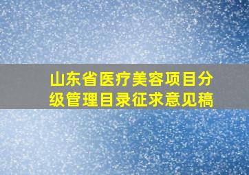 山东省医疗美容项目分级管理目录征求意见稿