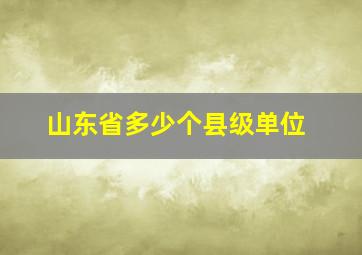 山东省多少个县级单位