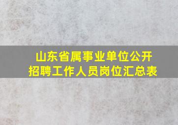 山东省属事业单位公开招聘工作人员岗位汇总表