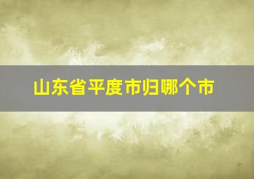 山东省平度市归哪个市