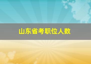 山东省考职位人数