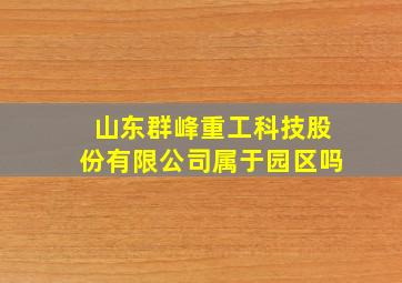 山东群峰重工科技股份有限公司属于园区吗