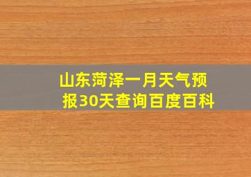 山东菏泽一月天气预报30天查询百度百科