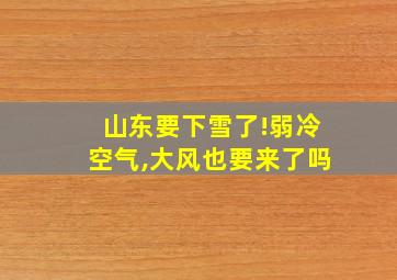 山东要下雪了!弱冷空气,大风也要来了吗