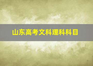 山东高考文科理科科目