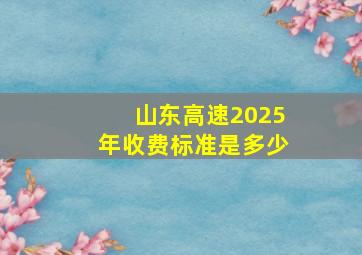 山东高速2025年收费标准是多少