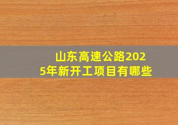 山东高速公路2025年新开工项目有哪些