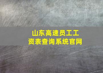 山东高速员工工资表查询系统官网