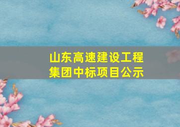 山东高速建设工程集团中标项目公示