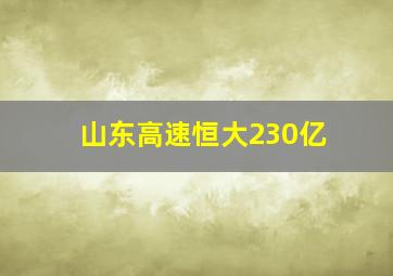 山东高速恒大230亿