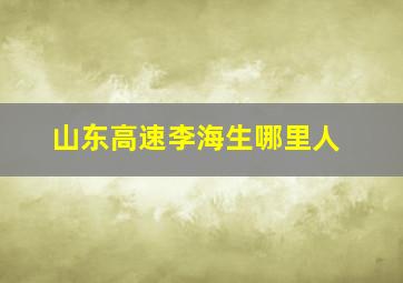 山东高速李海生哪里人