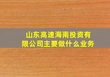 山东高速海南投资有限公司主要做什么业务