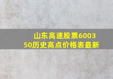 山东高速股票600350历史高点价格表最新