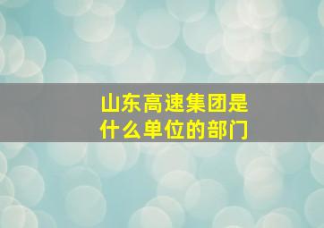 山东高速集团是什么单位的部门