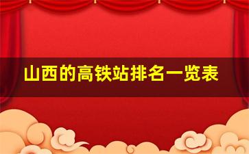 山西的高铁站排名一览表