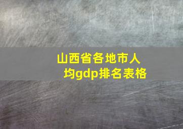 山西省各地市人均gdp排名表格