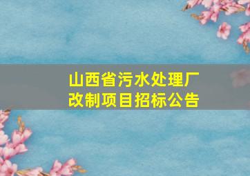 山西省污水处理厂改制项目招标公告