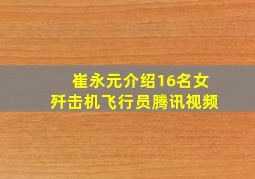 崔永元介绍16名女歼击机飞行员腾讯视频