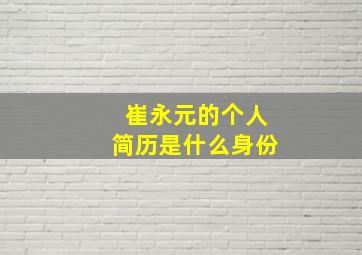 崔永元的个人简历是什么身份