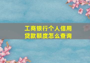 工商银行个人信用贷款额度怎么查询