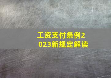 工资支付条例2023新规定解读