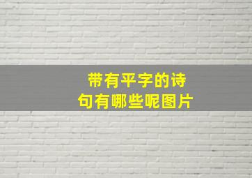 带有平字的诗句有哪些呢图片