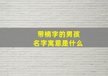 带楠字的男孩名字寓意是什么