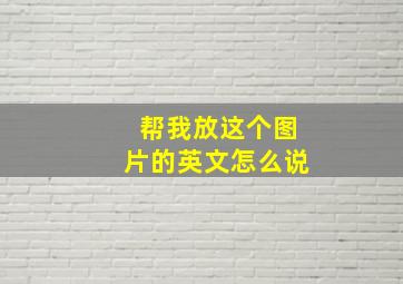 帮我放这个图片的英文怎么说