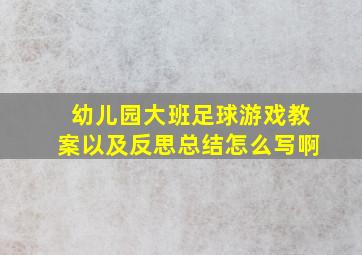 幼儿园大班足球游戏教案以及反思总结怎么写啊