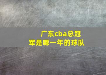 广东cba总冠军是哪一年的球队