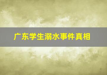 广东学生溺水事件真相