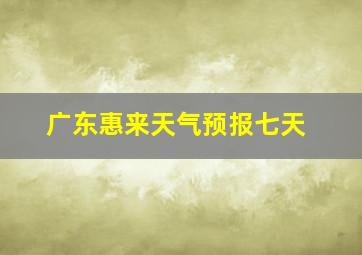 广东惠来天气预报七天