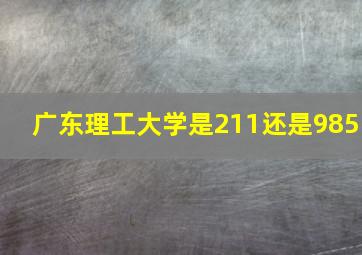 广东理工大学是211还是985