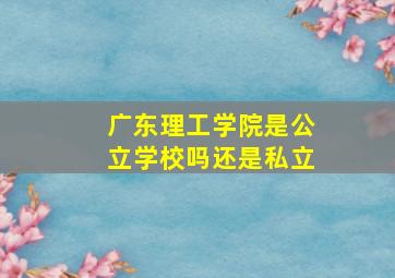 广东理工学院是公立学校吗还是私立