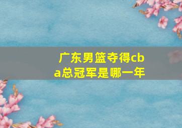 广东男篮夺得cba总冠军是哪一年